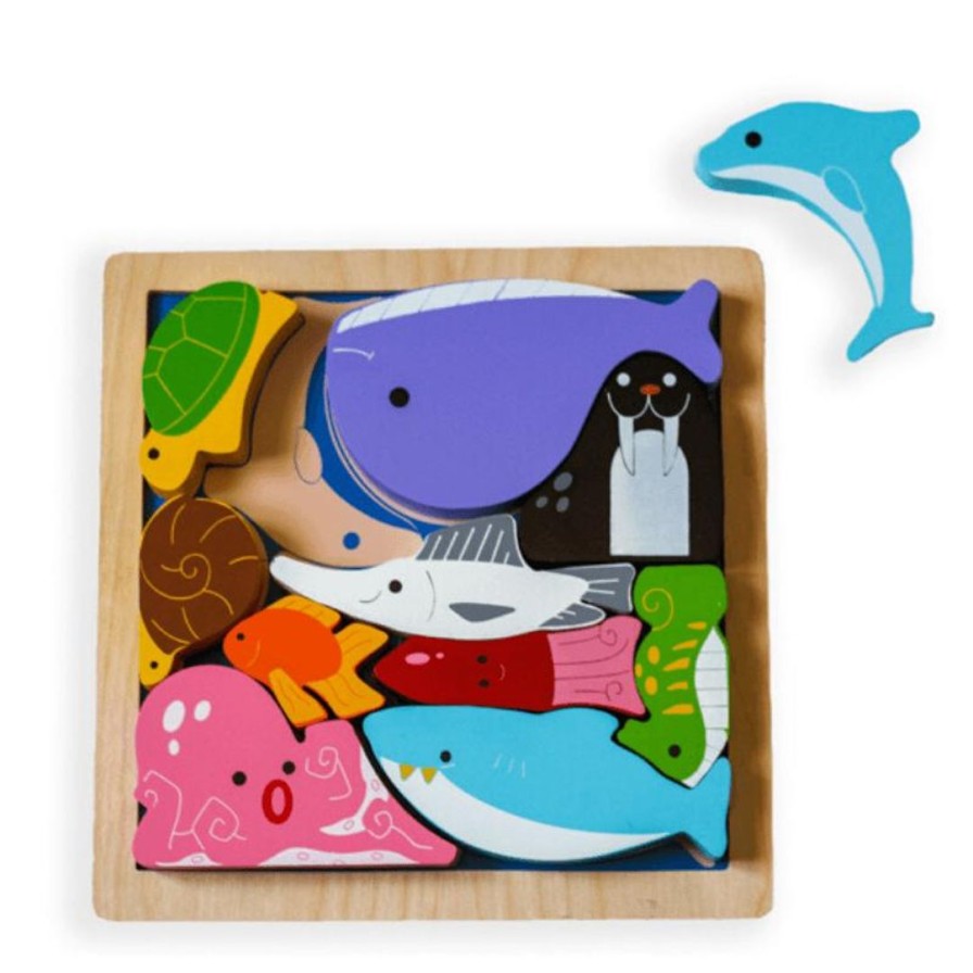 Wooden Toys Kiddie Connect Puzzles | Animals In The Ocean Chunky Puzzle