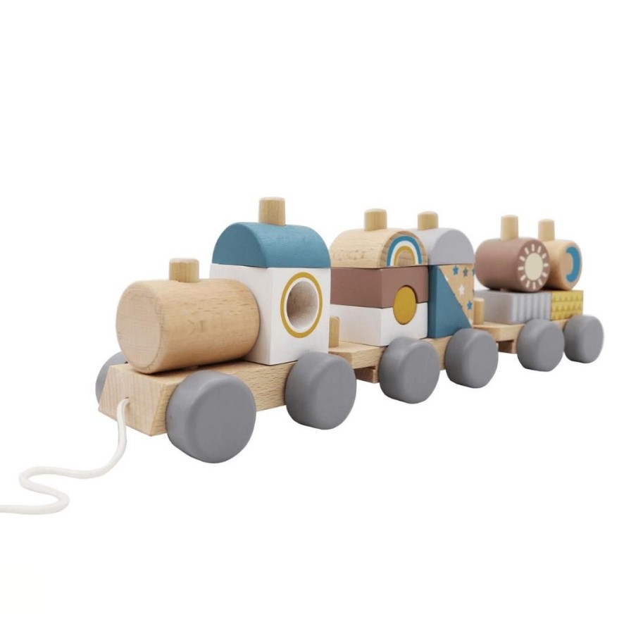 Wooden Toys Kaper Kidz Stacking Toys | Pull Along Stacking Block Train