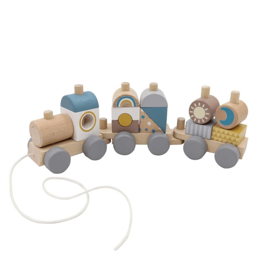 Wooden Toys Kaper Kidz Stacking Toys | Pull Along Stacking Block Train