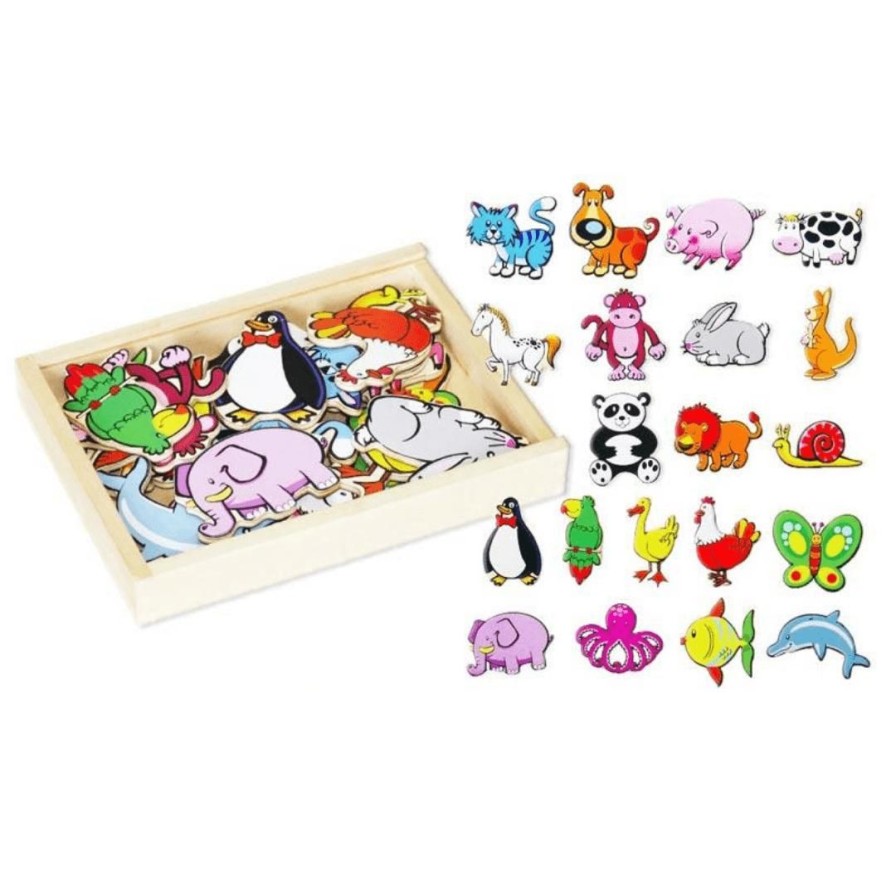 Wooden Toys Fun Factory Baby & Toddler Puzzles | Animal Magnets-20 Pce