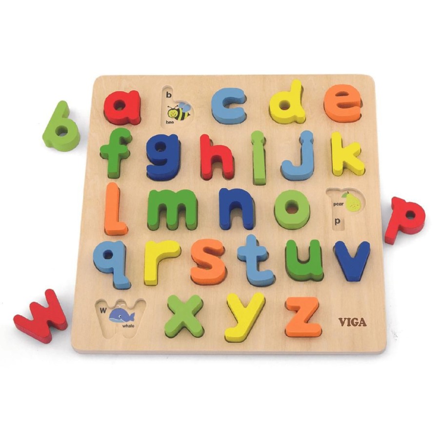 Wooden Toys Viga Literacy Toys | Lower Case Alphabet Block Puzzle