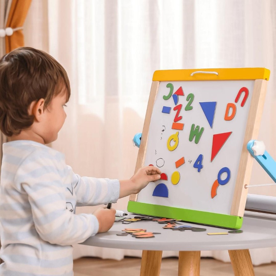 Wooden Toys Viga Magnetic Toys | Magnetic Tabletop Blackboard And Whiteboard Easel