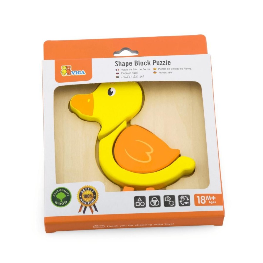 Wooden Toys Viga Baby Toys & Teethers | Mini Block Puzzle-Duck