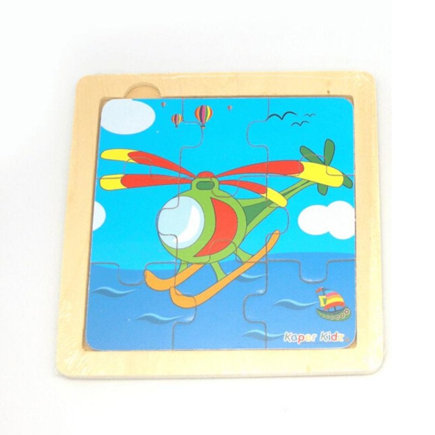 Wooden Toys Kaper Kidz Montessori Toys | Helicopter Puzzle-9 Piece