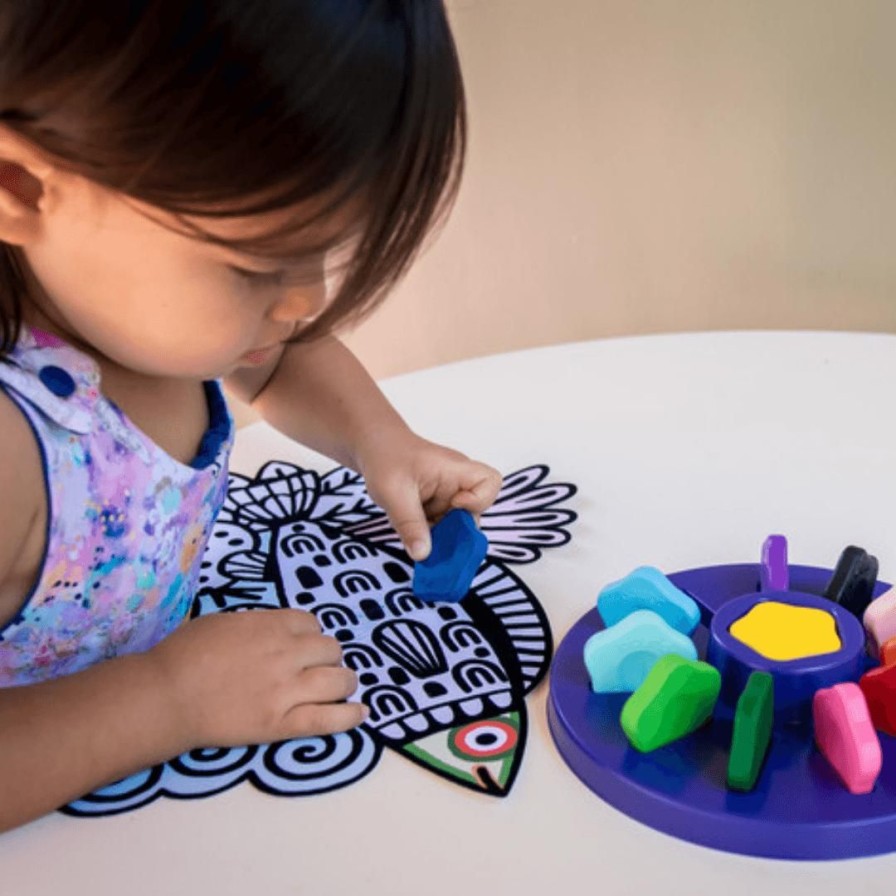 Wooden Toys Djeco Shapes & Colours | Toddler Flower Crayons-Set Of 12