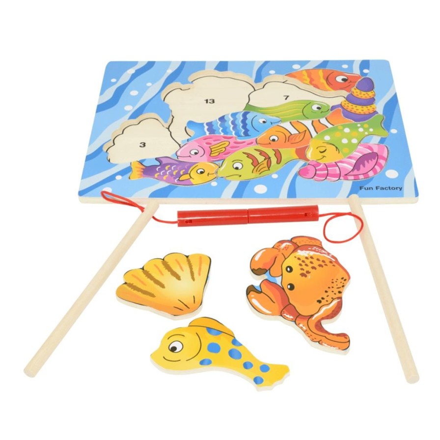 Wooden Toys Fun Factory Jigsaw Puzzles | Magnetic Fishing Puzzle With 2 Rods