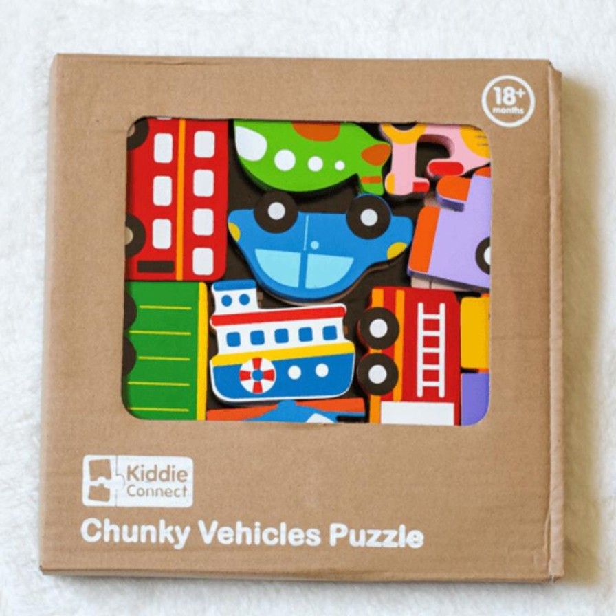 Wooden Toys Kiddie Connect Puzzles | Vehicles In The City Chunky Puzzle