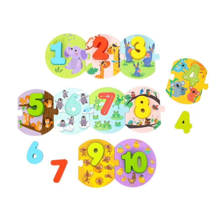 Wooden Toys Tooky Toy Fine Motor Skills | Colourful Number Linking Puzzle