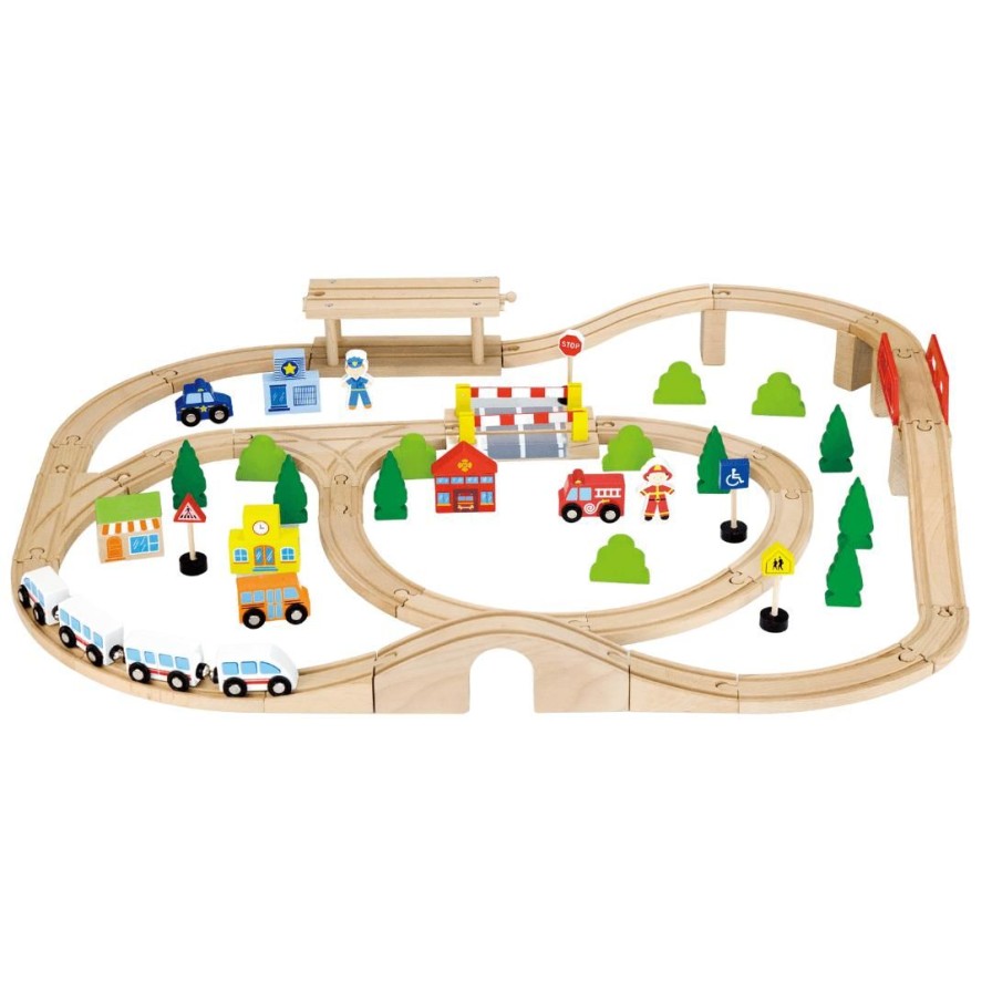 Wooden Toys Viga Cars & Trucks | Train Set-90 Pieces