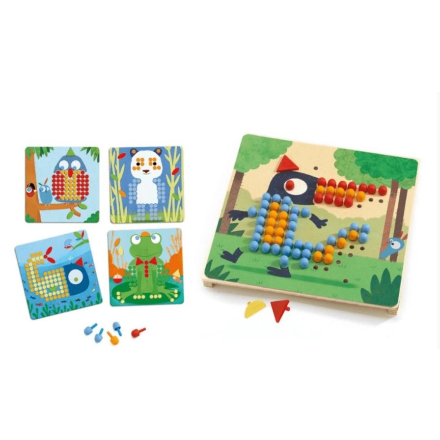 Wooden Toys Djeco Animals | Rigolo Mosaico-Pattern Peg Board