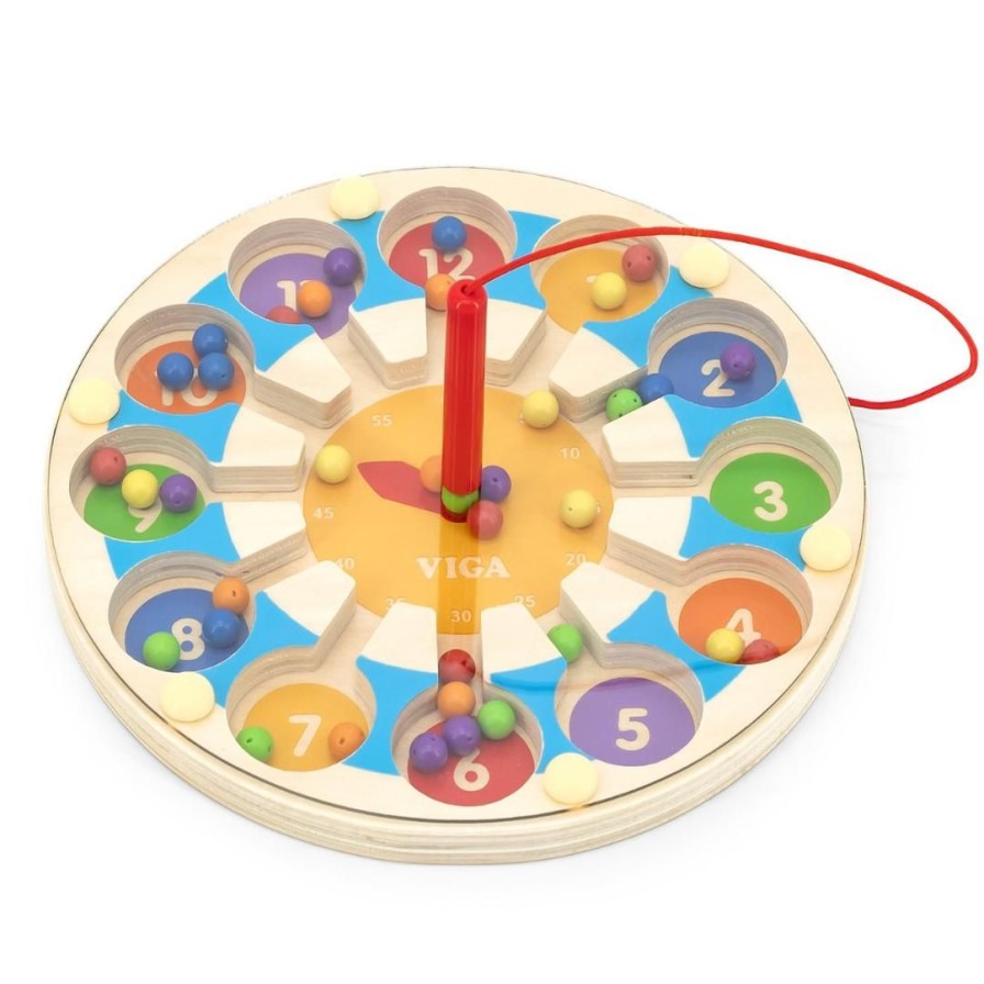 Wooden Toys Viga Literacy Toys | Magnetic Bead Tracing Clock