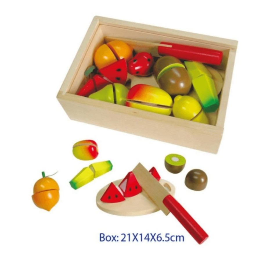 Wooden Toys Fun Factory Baby & Toddler Puzzles | Wooden Fruit Cutting Box With Chopping Board