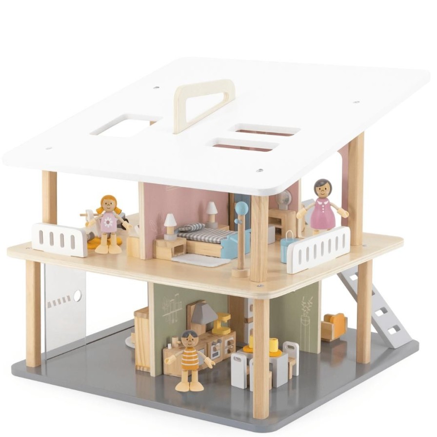 Wooden Toys Viga Dolls & Dollhouses | Pastel Holiday Dolls House-Polar-B