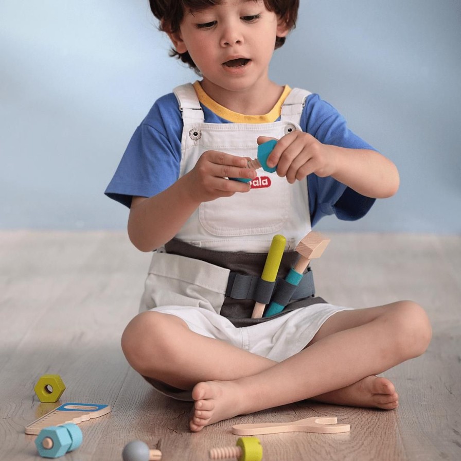 Wooden Toys Kaper Kidz Shapes & Colours | Tool Belt-Grey