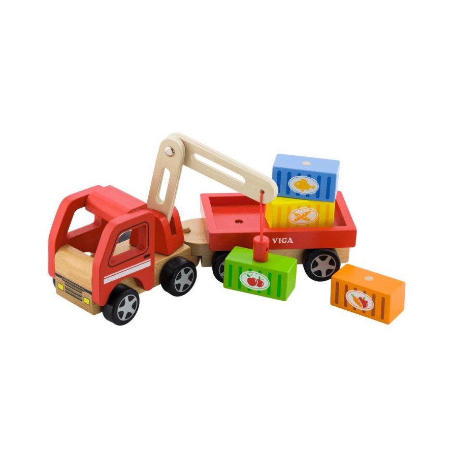 Wooden Toys Viga Pretend Play | Crane Truck-Magnetic