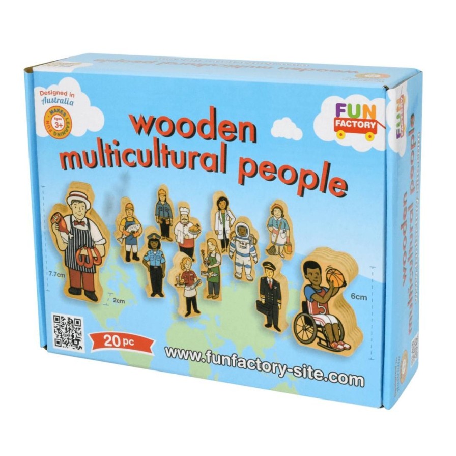 Wooden Toys Fun Factory Montessori Toys | Multicultural People-20 Piece