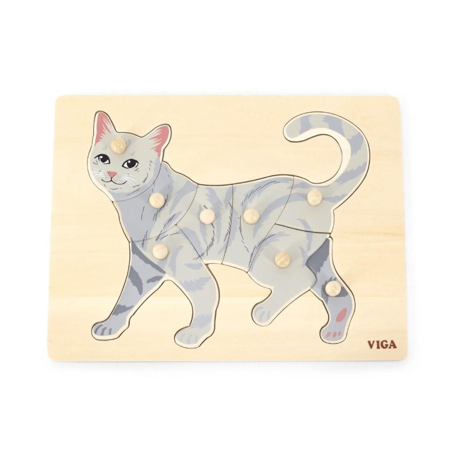 Wooden Toys Viga Puzzles | Montessori Wooden Puzzle-Cat