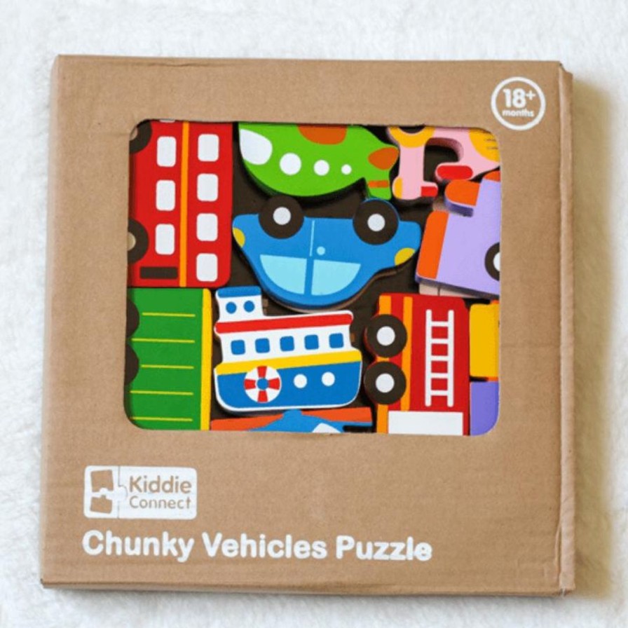 Wooden Toys Kiddie Connect Stacking Toys | Vehicles In The City Chunky Puzzle