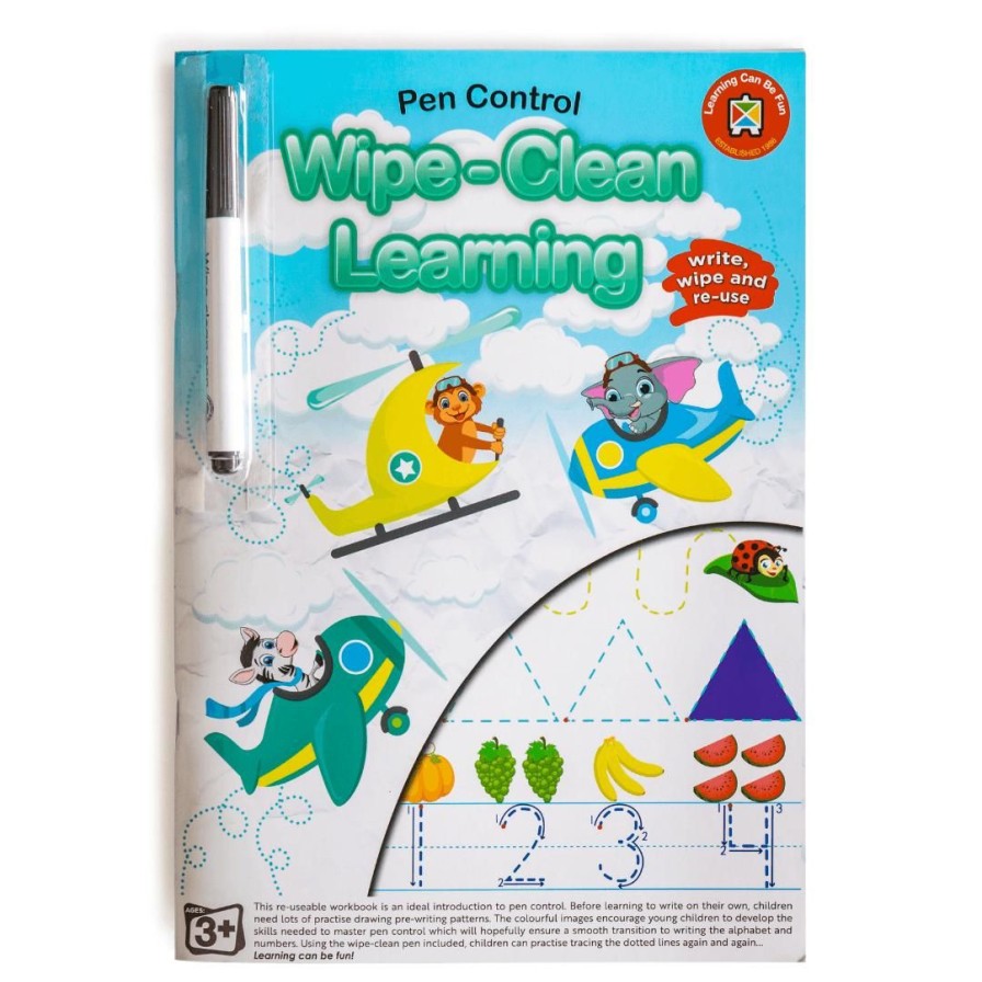 Wooden Toys ed.vantage Fine Motor Skills | Wipe-Clean Learning Book-Pen Control