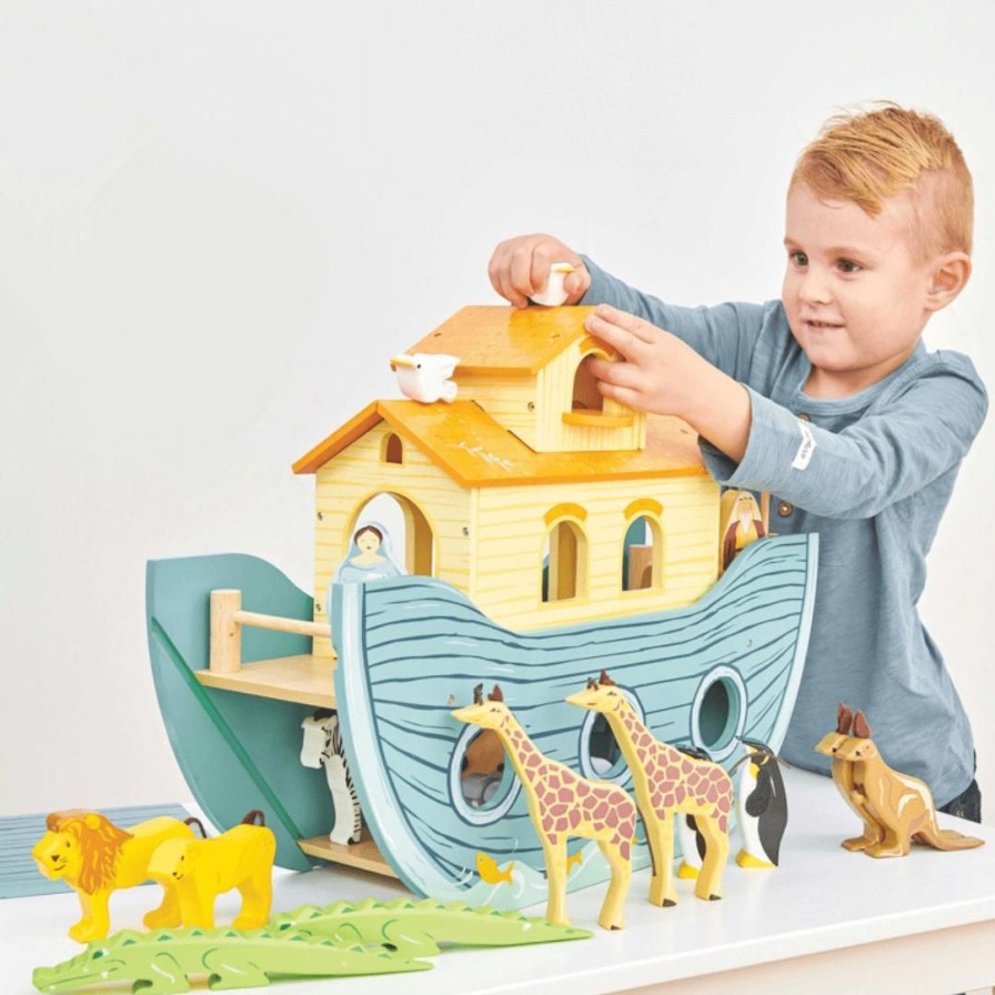 Wooden Toys Le Toy Van Shapes & Colours | Noah'S Great Ark Playset With Chunky Animals