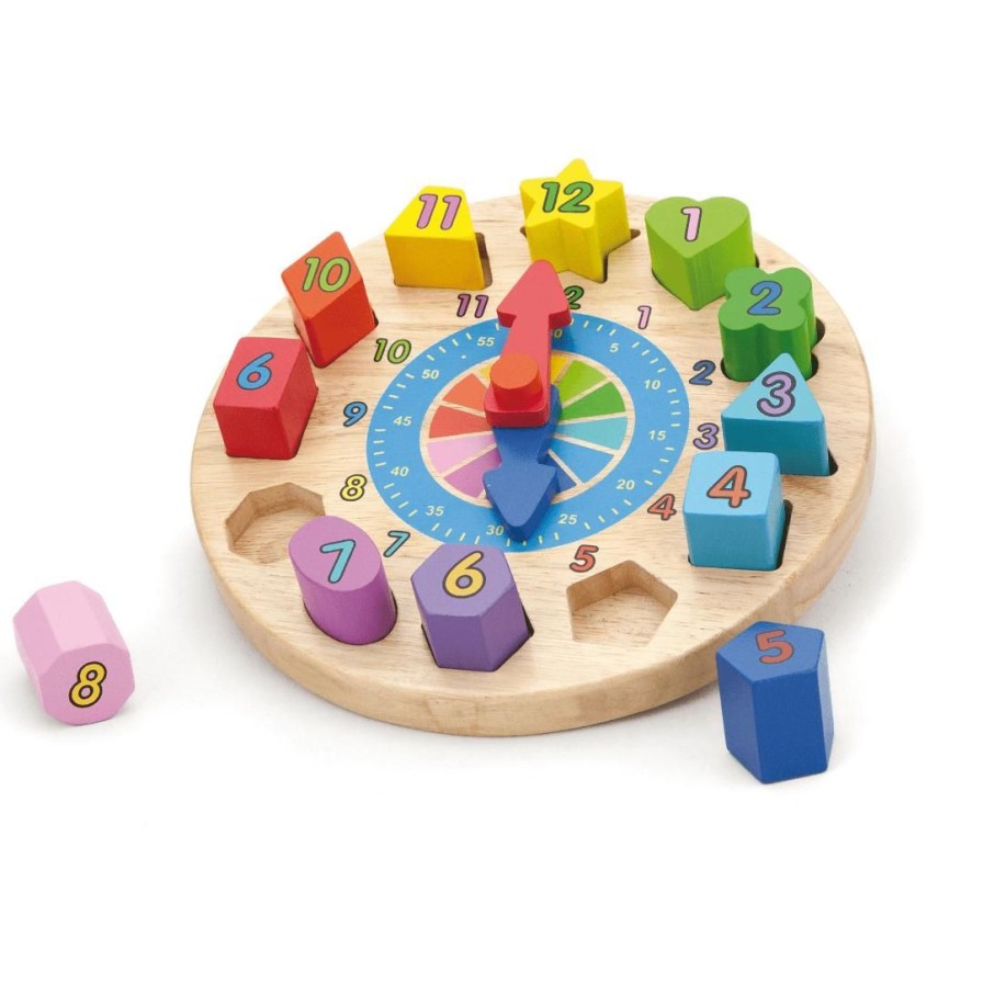 Wooden Toys Viga Shapes & Colours | Wooden Clock-Round