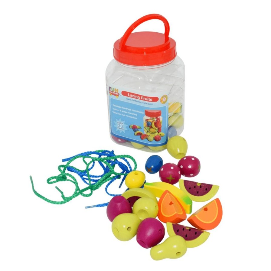 Wooden Toys Fun Factory Kitchen & Food Sets | Lacing Fruit In A Jar-34 Pce