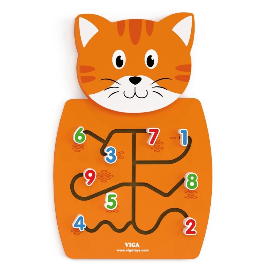 Wooden Toys Viga Activity Cubes | Wooden Cat Wall Activity Toy