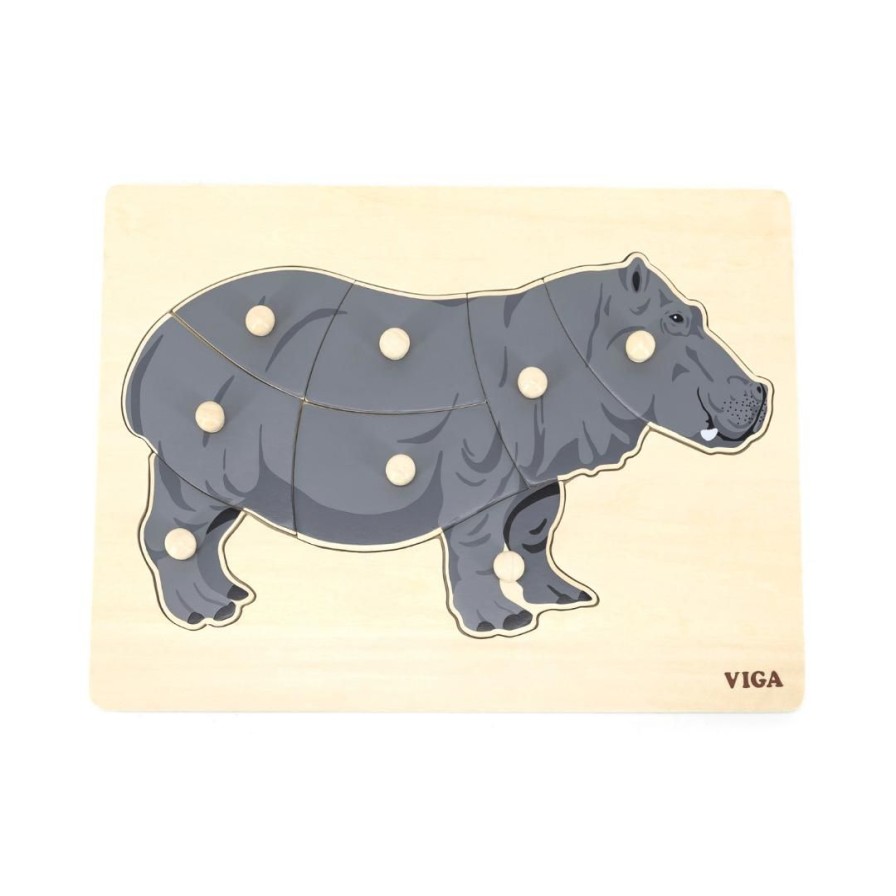 Wooden Toys Viga Jigsaw Puzzles | Montessori Wooden Puzzle-Hippo