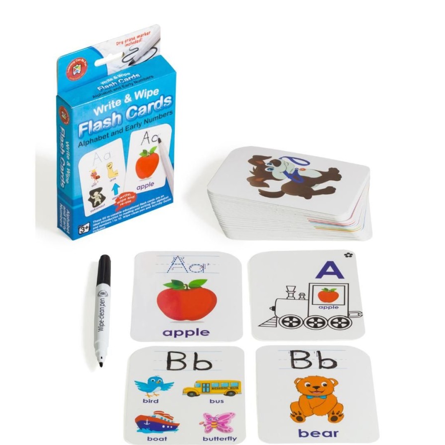 Wooden Toys ed.vantage Arts & Crafts | Alphabet Flash Cards-Write & Wipe With Marker