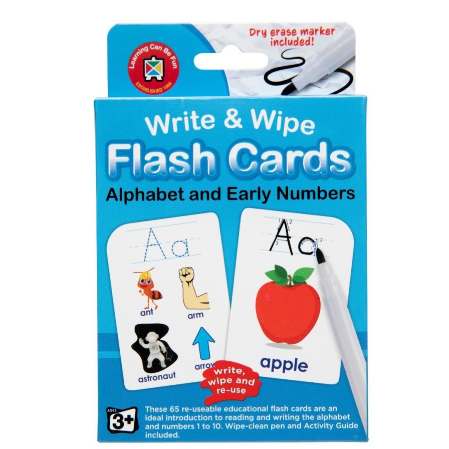 Wooden Toys ed.vantage Arts & Crafts | Alphabet Flash Cards-Write & Wipe With Marker