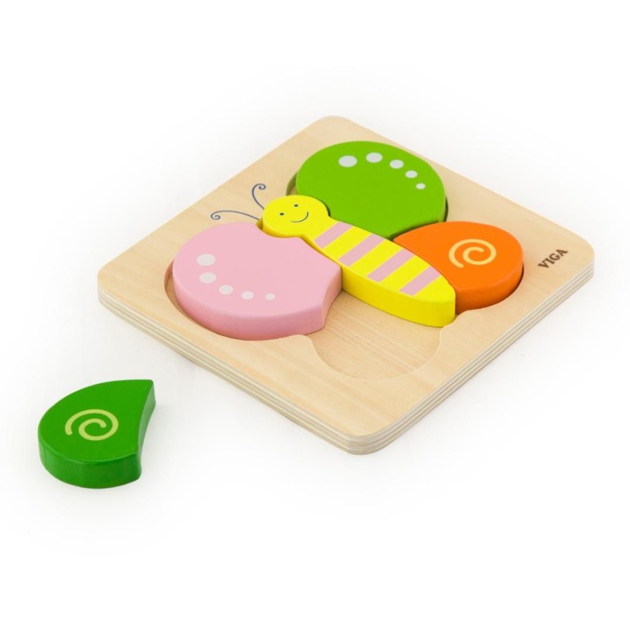 Wooden Toys Viga Baby Toys & Teethers | Mini Block Puzzle-Butterfly