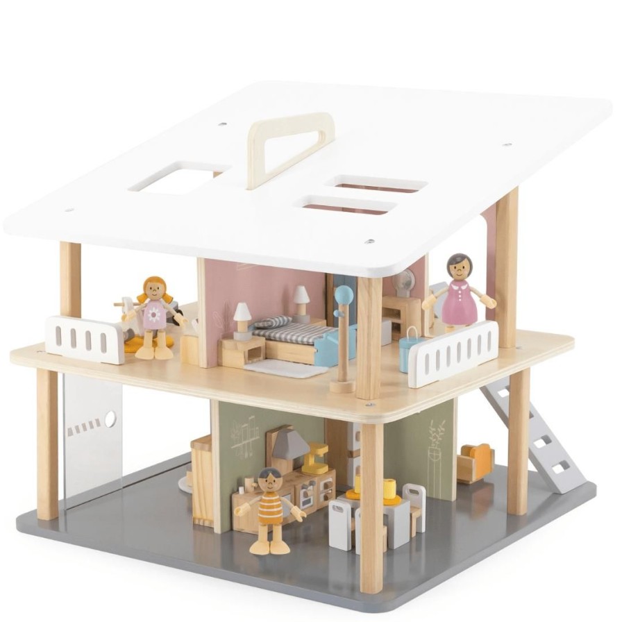 Wooden Toys Viga Montessori Toys | Pastel Holiday Dolls House-Polar-B