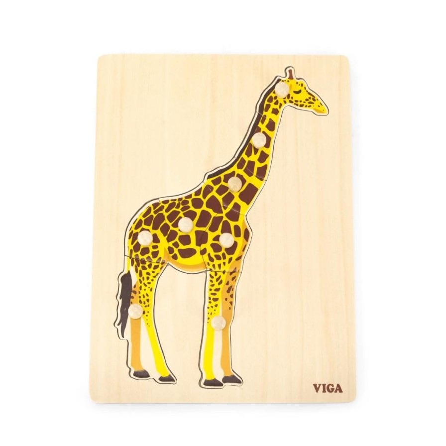 Wooden Toys Viga Fine Motor Skills | Montessori Wooden Puzzle-Giraffe