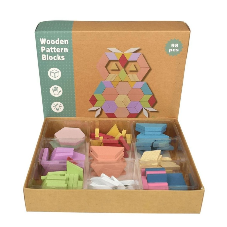 Wooden Toys Kaper Kidz Building Blocks | Wooden Pastel Shape Blocks