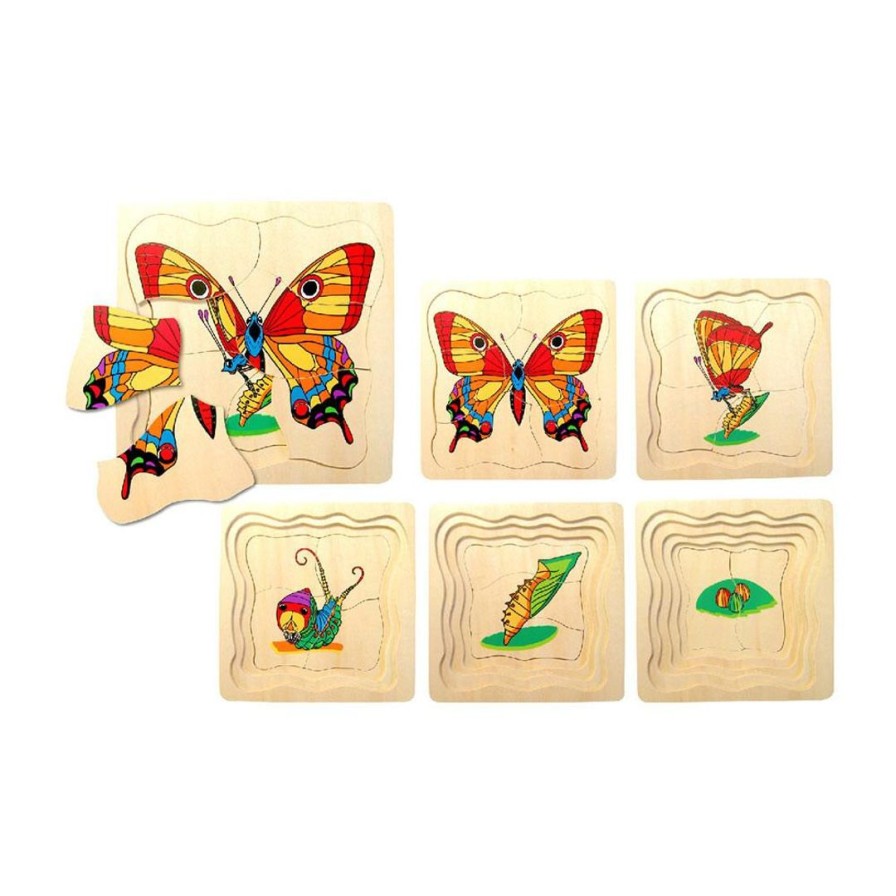 Wooden Toys Fun Factory Puzzles | Wooden Butterfly Lifecycle Puzzle-5 Layer