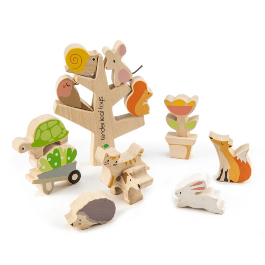 Wooden Toys Tender Leaf Toys Animals | Stacking Garden Animal Friends