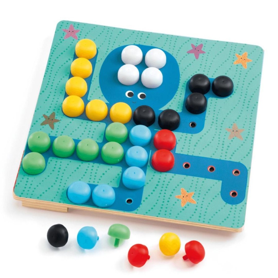 Wooden Toys Djeco Shapes & Colours | Primo Mosaico-Pattern Peg Board