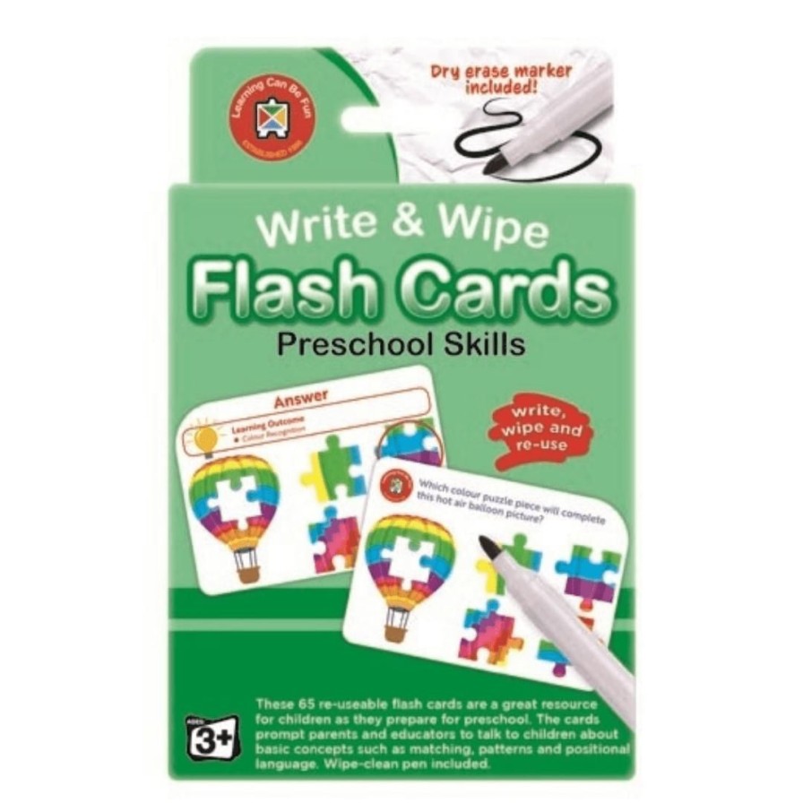 Wooden Toys ed.vantage Flashcards | Preschool Skills Flash Cards-Write & Wipe With Marker