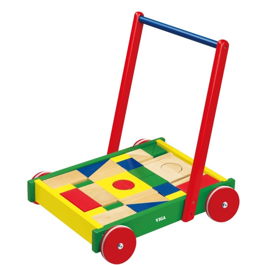 Wooden Toys Viga Building Blocks | Wooden Block Wagon