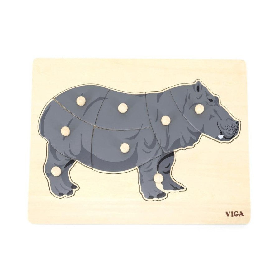 Wooden Toys Viga Baby Toys & Teethers | Montessori Wooden Puzzle-Hippo