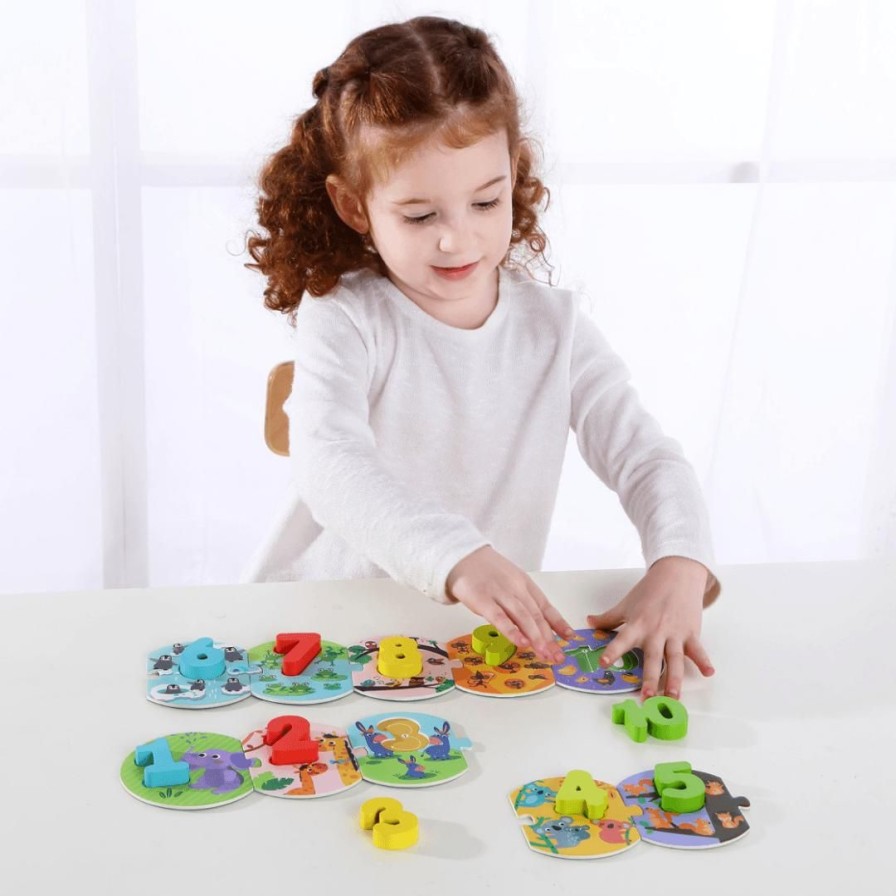 Wooden Toys Tooky Toy Jigsaw Puzzles | Colourful Number Linking Puzzle