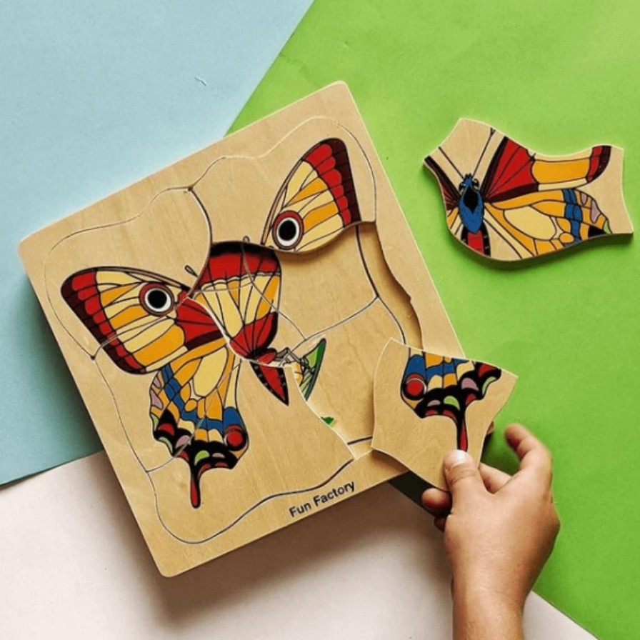 Wooden Toys Fun Factory Baby & Toddler Puzzles | Wooden Butterfly Lifecycle Puzzle-5 Layer