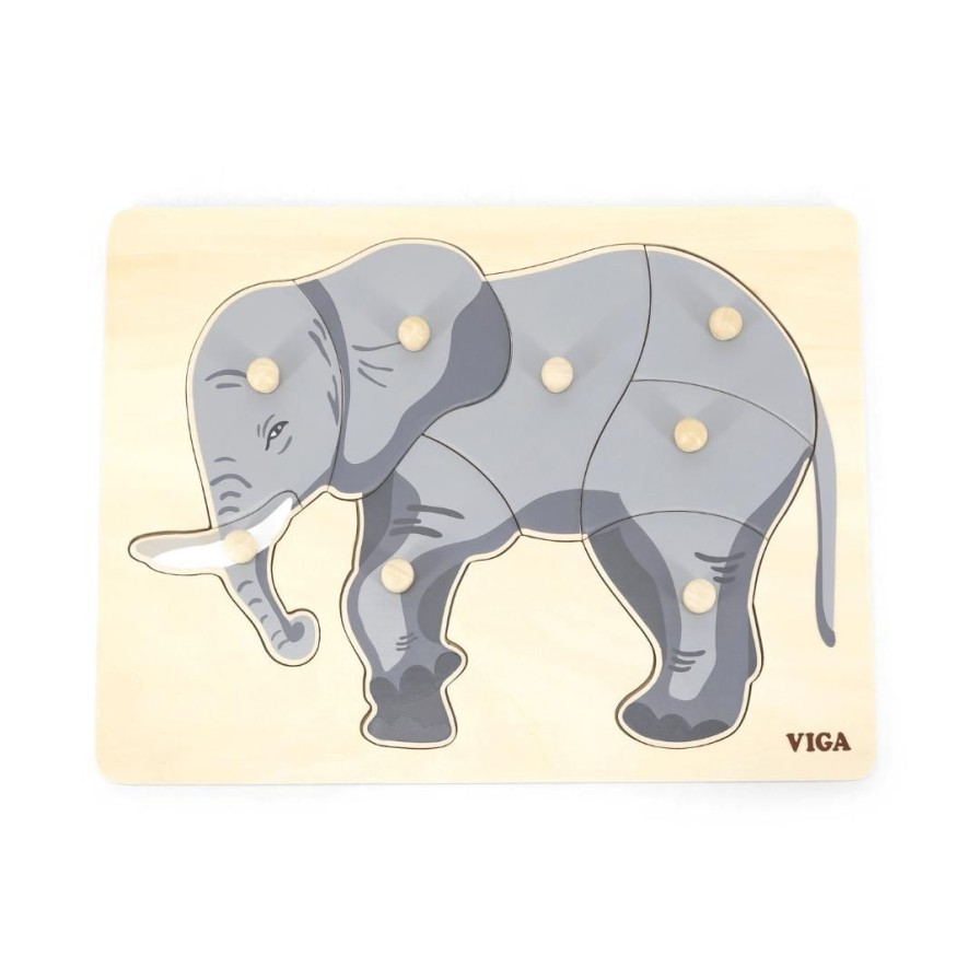 Wooden Toys Viga Baby & Toddler Puzzles | Montessori Wooden Puzzle-Elephant