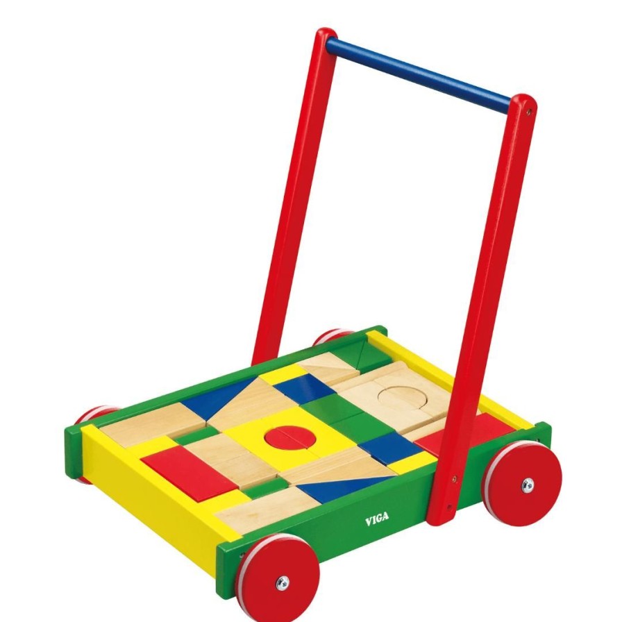 Wooden Toys Viga Baby Toys & Teethers | Wooden Block Wagon