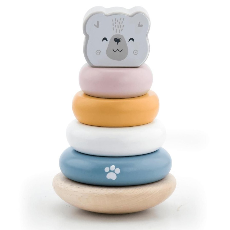 Wooden Toys Viga Montessori Toys | Polar Bear Pastel Ring Stacker