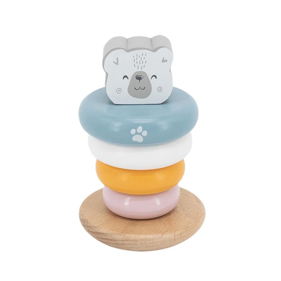 Wooden Toys Viga Montessori Toys | Polar Bear Pastel Ring Stacker