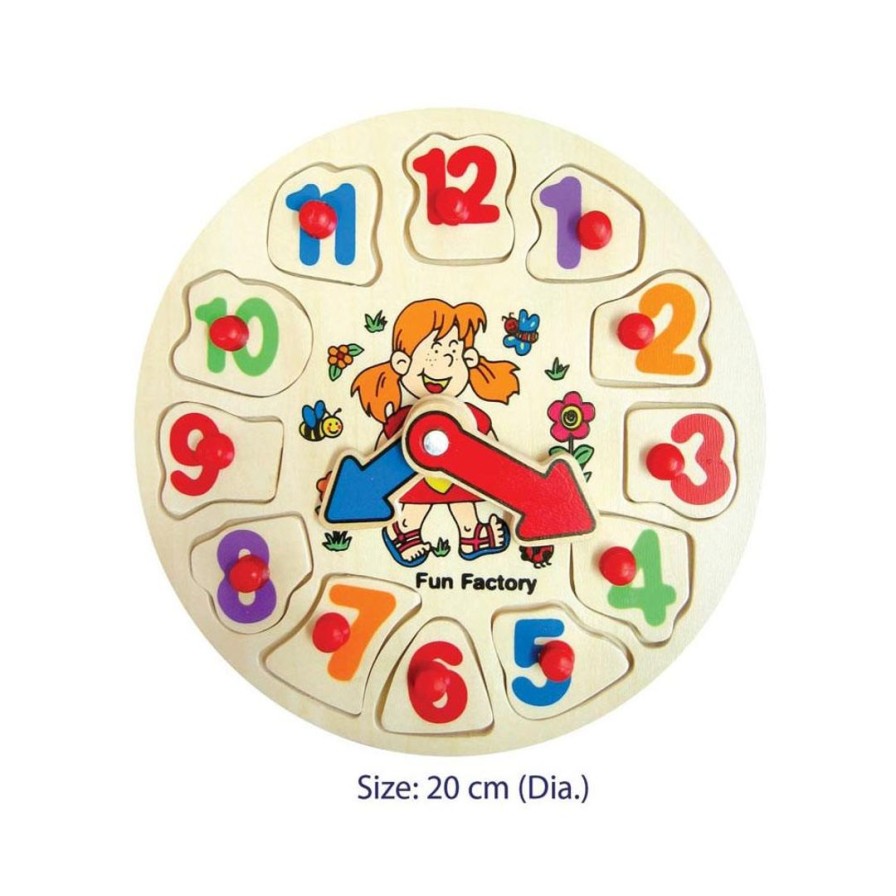 Wooden Toys Fun Factory Fine Motor Skills | Puzzle Clock-Garden Girl