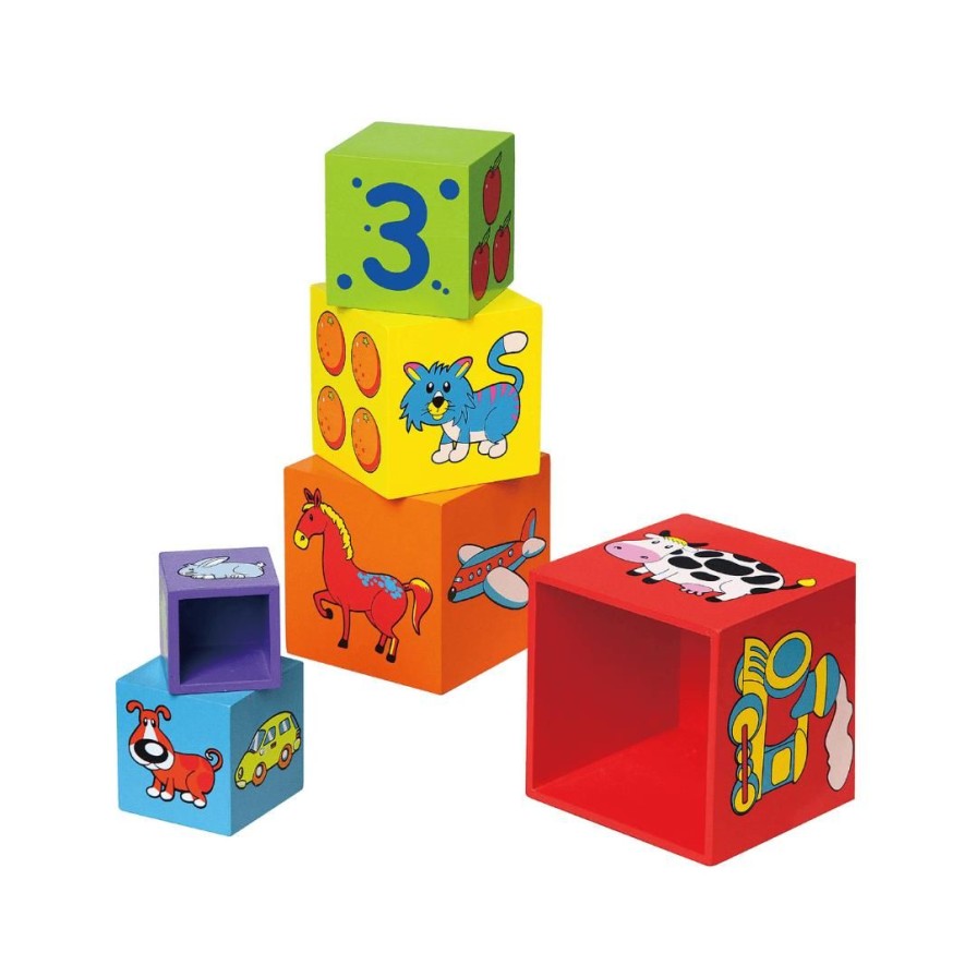 Wooden Toys Viga Shapes & Colours | Colourful Nesting & Stacking Cubes