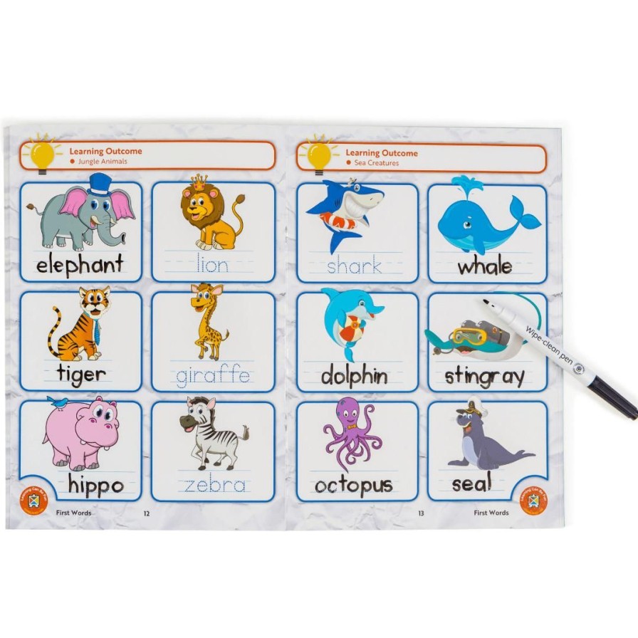 Wooden Toys ed.vantage Arts & Crafts | Wipe-Clean Learning Book-First Words