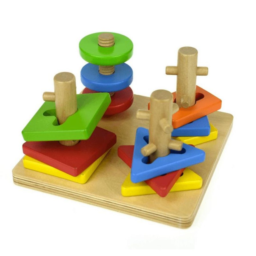 Wooden Toys Koala Dream Fine Motor Skills | 4 In 1 Geometric Rotate Sorter